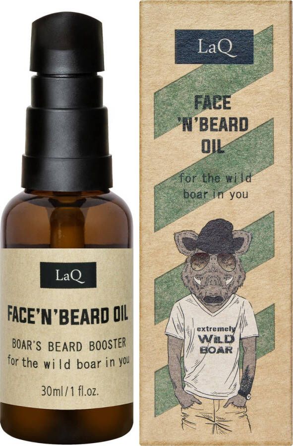 LaQ Face 'n' Beard Oil Wild Boar Baardolie voor Gezicht en Baard Hydraterende Verzachtende en Beschermende Scheerolie 30ml