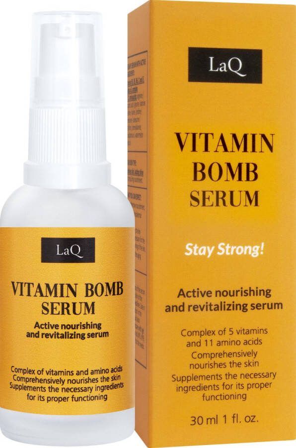 LaQ Vitamin Bomb Serum Gezichtsserum voor Doffe en Vermoeide Huid met Vitamine B3 B5 B6 C en E 30ml