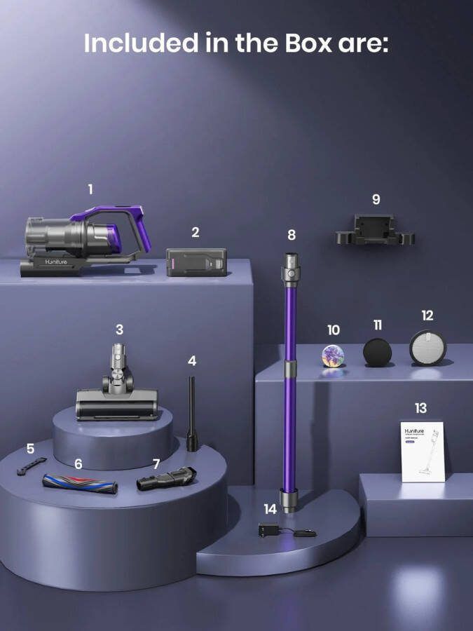 Lare Shoppee stofzuiger zonder zak Steelstofzuiger Vacuum Cleaner Zakloos Geschikt Voor Dierenharen -450W Sterke Zuigkracht 55 minuten batterij oplaadbaar
