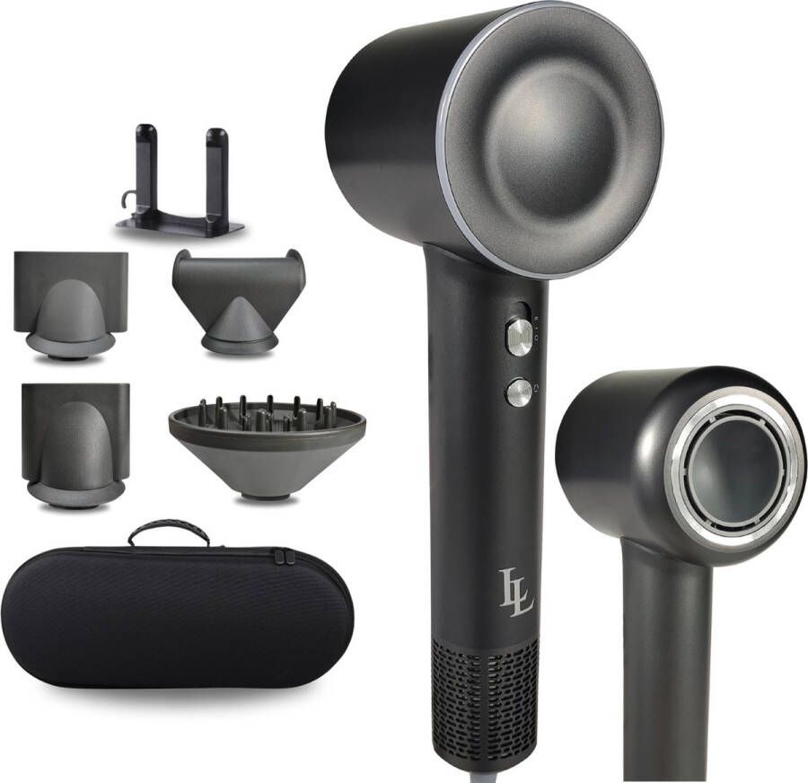 Largolash V6 Fohn met Diffuser Fohn Ionische Haardroger Nieuwste versie juni 2024 2000W Black