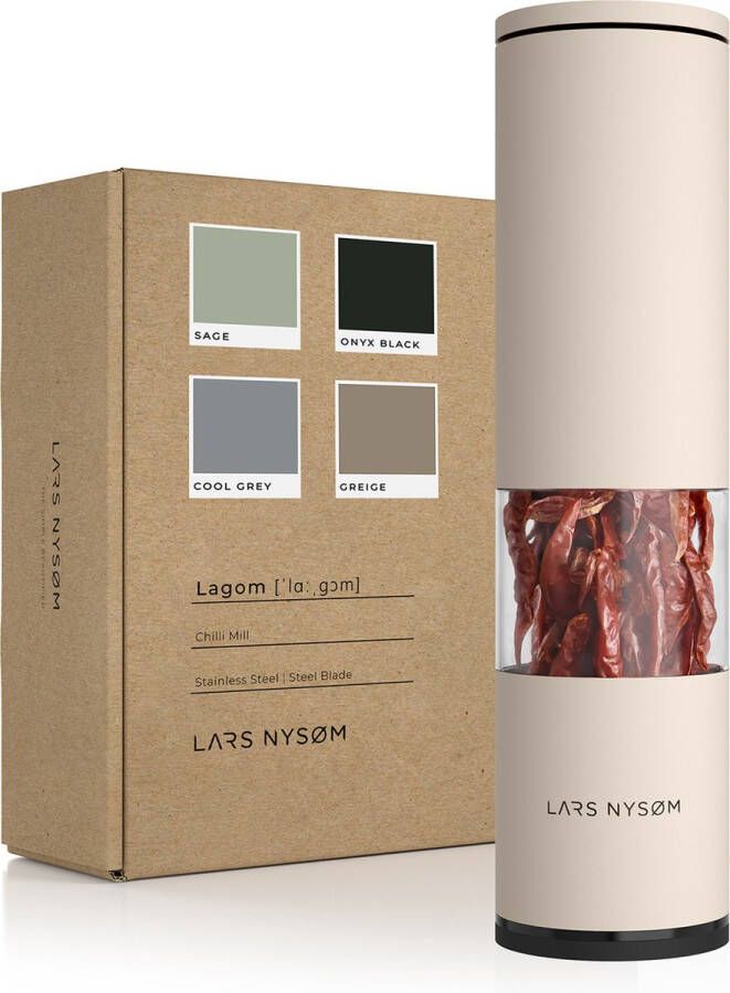 LARS NYSØM Chilimolen 'Lagom' Roestvrij Stalen Snijblad Design Kruidenmolen Buttercream