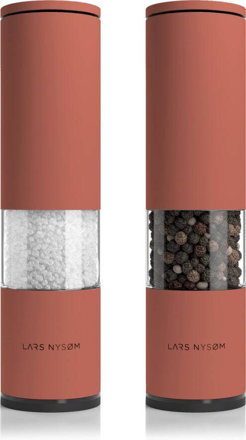 LARS NYSØM 'Lagom' Peper en zoutmolen set Verstelbare maalgraad Roestvrijstaal -Brick Red