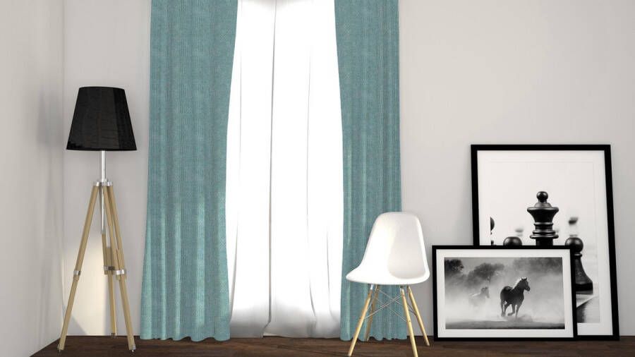 Larson Luxe Geweven Blackout Gordijn Ringen Mint-turquoise 150 x 250 cm – Verduisterend & kant en klaar