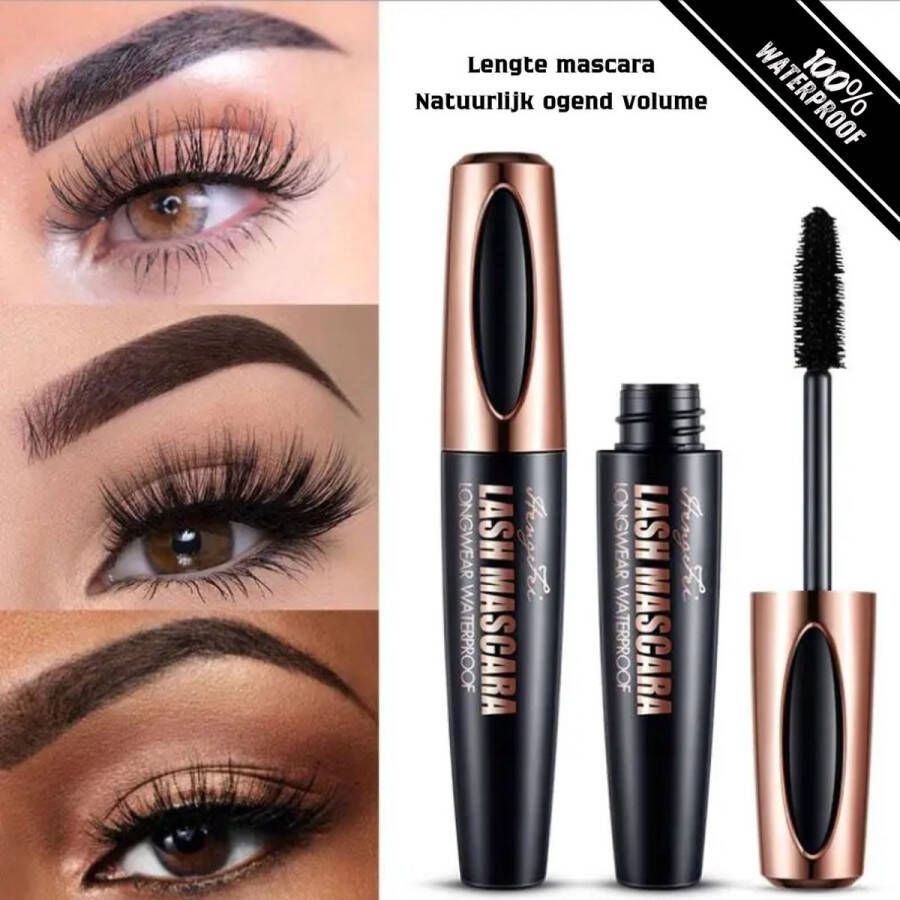 Lash Mascara 4D Fiber Waterproof mascara Zwart Lange en Volle Wimpers