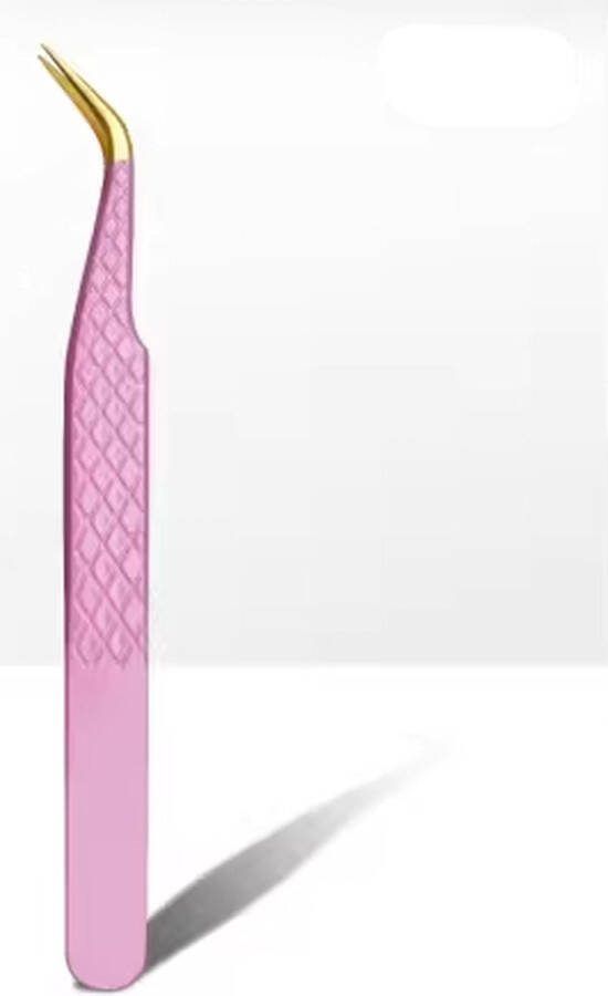 Lashes and More Pincet Roze gebogen punt Pincet Wimper pincet ESD-12 Roze Tweezer Wimperextensions Professionele pincet Extra grip