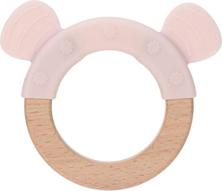 Lässig Lassig Little Chums Pink Mouse Wood Silicone Bijtring 1313007725