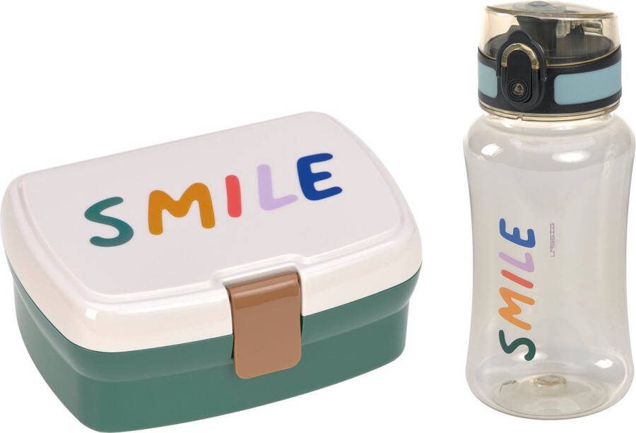 Lässig Lunch Set Little Gang Smile milky ocean green (Lunchbox en drinkfles)