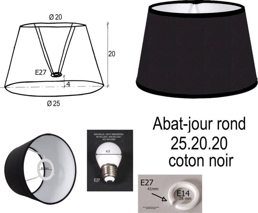 Laubeyne Lampenkap klassieke rond 25 20 20 kleur zwart