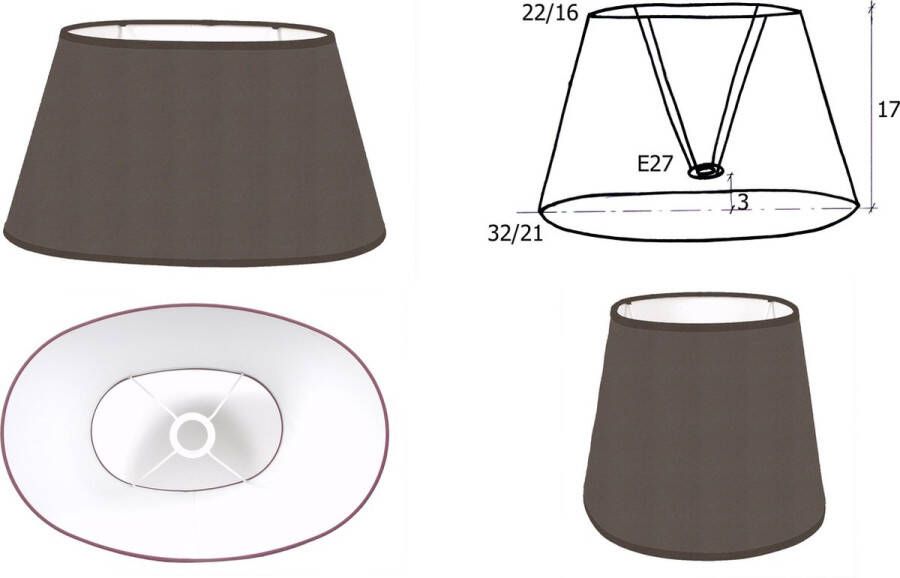 Laubeyne Lampenkap ovaal kleur minerai bodem 32 21cm