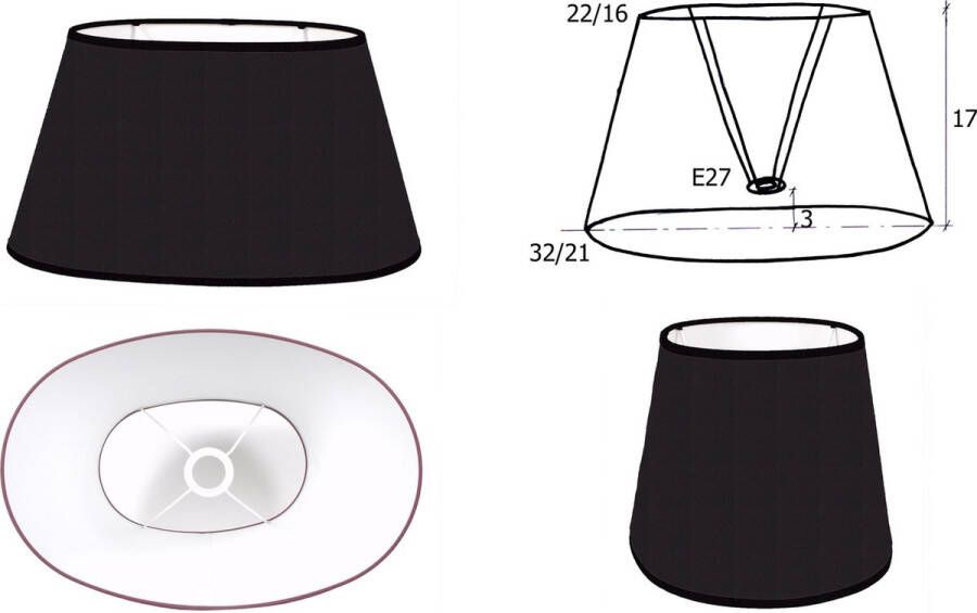 Laubeyne Lampenkap ovaal kleur pruim bodem 32 21