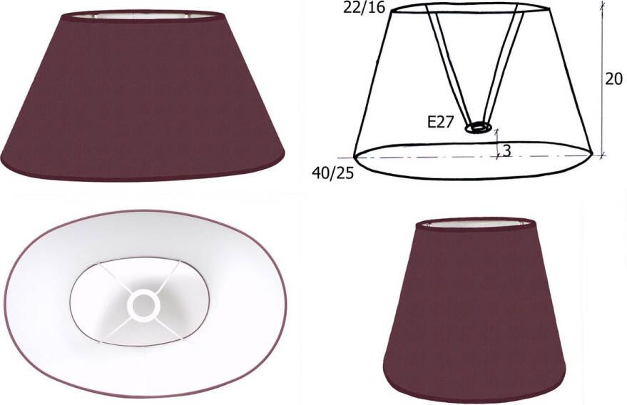 Laubeyne Lampenkap ovaal kleur pruim bodem 40 25 cm