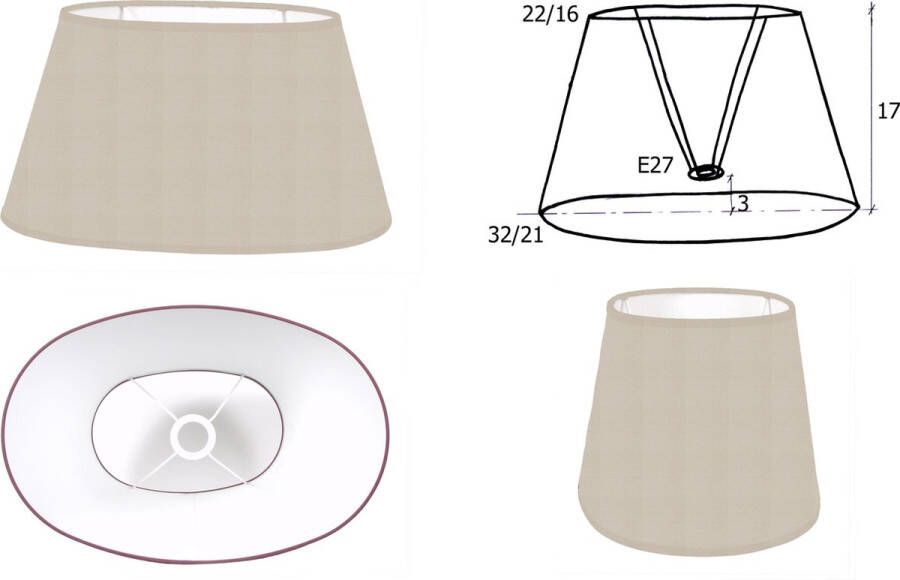 Laubeyne Lampenkap ovaal kleur steen bodem 32 21 cm