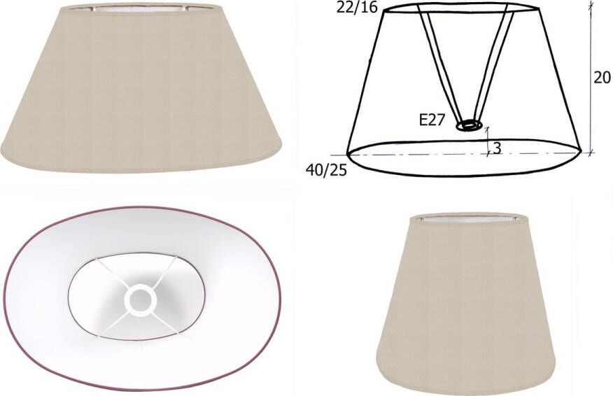 Laubeyne Lampenkap ovaal kleur steen bodem 40 25 cm