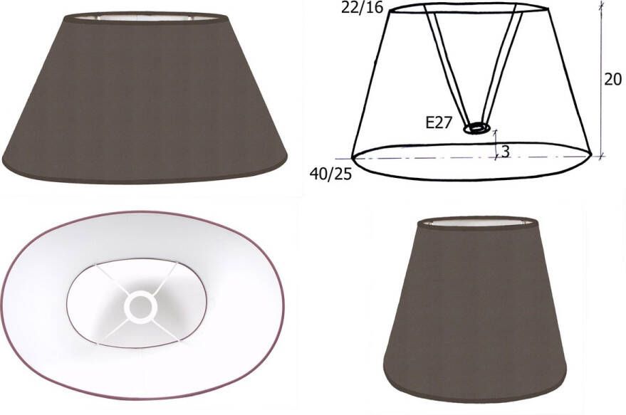 Laubeyne Lampenkap ovaal minerai bodem 40 25 cm