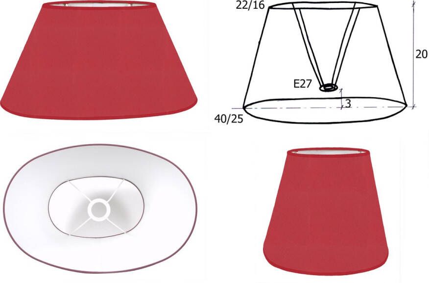 Laubeyne LAMPENKAP OVAAL ROOD BODEM 40 25 cm