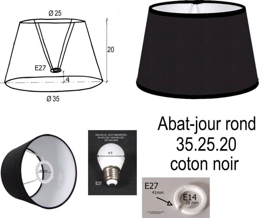 Laubeyne Lampenkap rond klassieke 35 25 20 Zwart