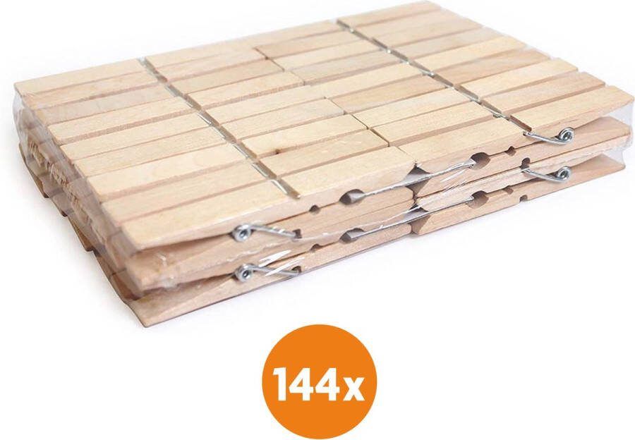 LaundrySpecialist 144x Houten Wasknijpers (100mm) Wasknijpers hout 144 stuks Knijpers Houten Knijpers