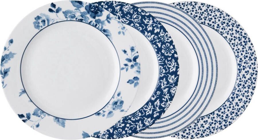 Laura Ashley Blueprint Collectables Borden set van 4 20cm Assorti Kerst Servies Borden