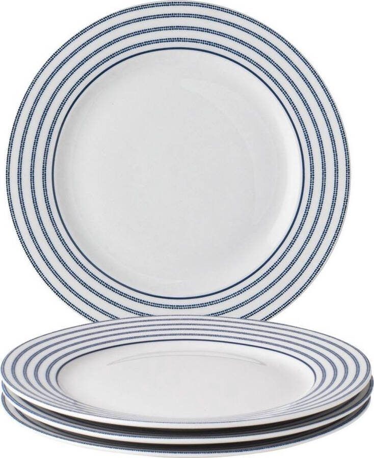 Laura Ashley Blueprint Collectables Borden set van 4 Ø 20cm Candy Stripe Kerst Servies Borden