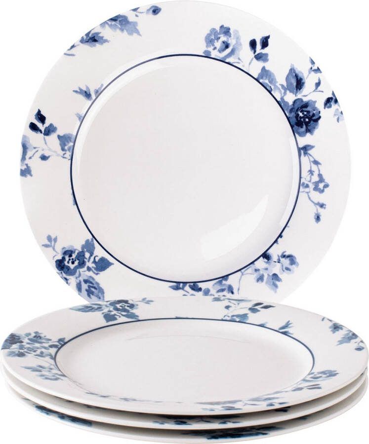 Laura Ashley Blueprint Collectables Borden set van 4 Ø 20cm China Rose Kerst Servies Borden