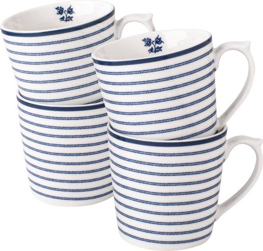 Laura Ashley Blueprint Collectables Mokken set van 4 Candy Stripe 32 cl