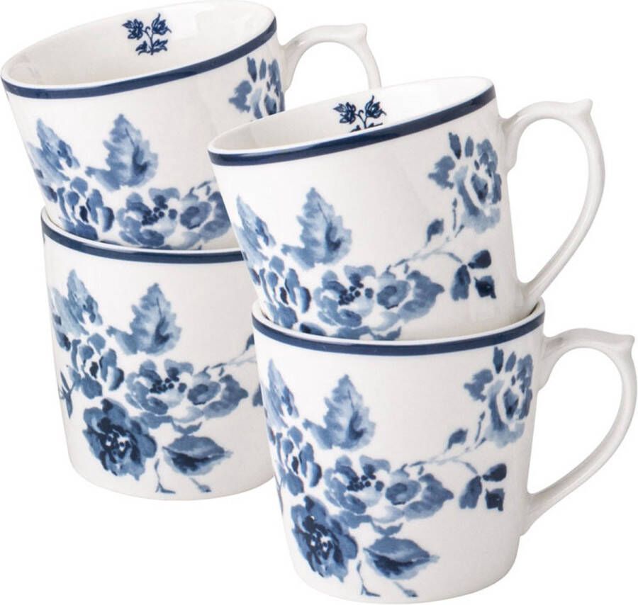 Laura Ashley Blueprint Collectables Mokken set van 4 China Rose 32 cl