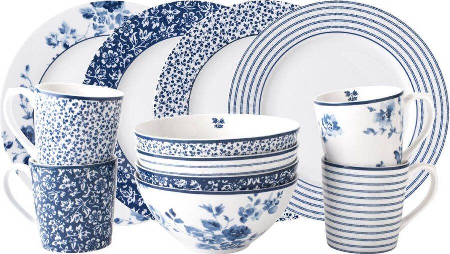 Laura Ashley Blueprint Collectables Serviesset 4 persoons 12 Delig Kerst Servies