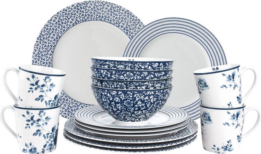 Laura Ashley Blueprint Collectables Serviesset 4 persoons 16 Delig Kerst Servies