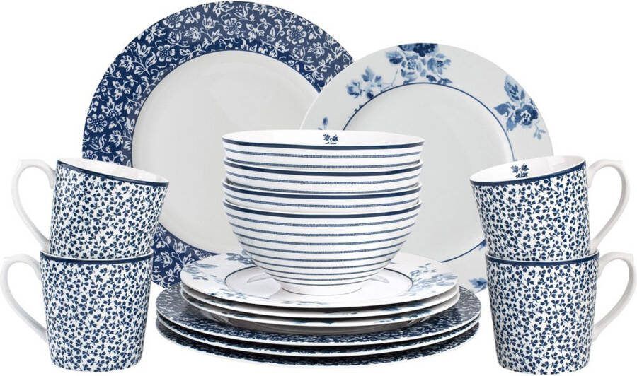 Laura Ashley Blueprint Collectables Serviesset 4 persoons 16 Delig Kerst Servies
