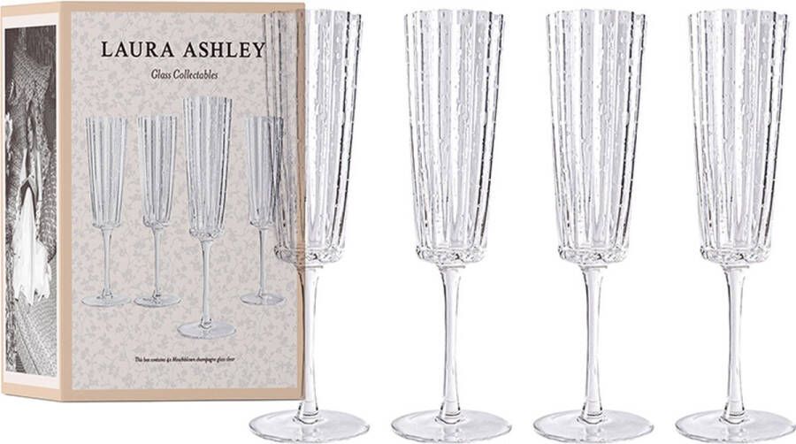Laura Ashley Glass Collectables Champagneglazen set van 4 Mondgeblazen Helder 21 cl