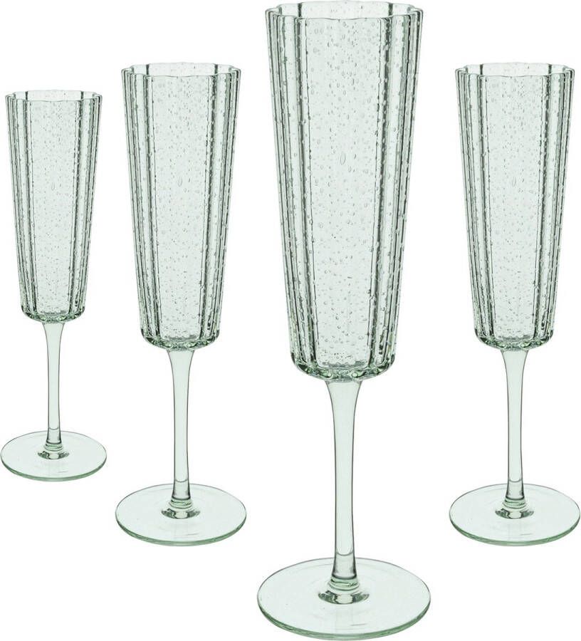 Laura Ashley Glass Collectables Champagneglazen set van 4 Mondgeblazen Groen 21 cl