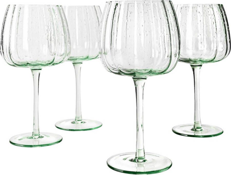 Laura Ashley Glass Collectables Gin tonic glazen set van 4 Cocktail glazen Mondgeblazen Groen 52 cl