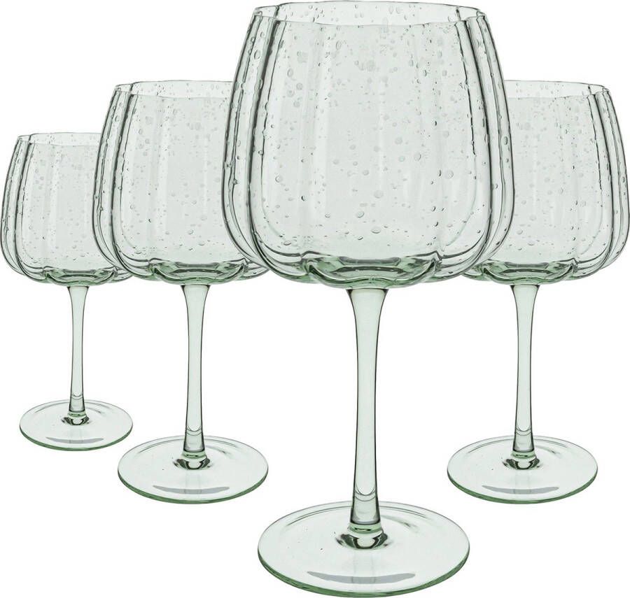 Laura Ashley Glass Collectables Gin tonic glazen set van 4 Cocktail glazen Mondgeblazen Handgemaakt Groen 52 cl