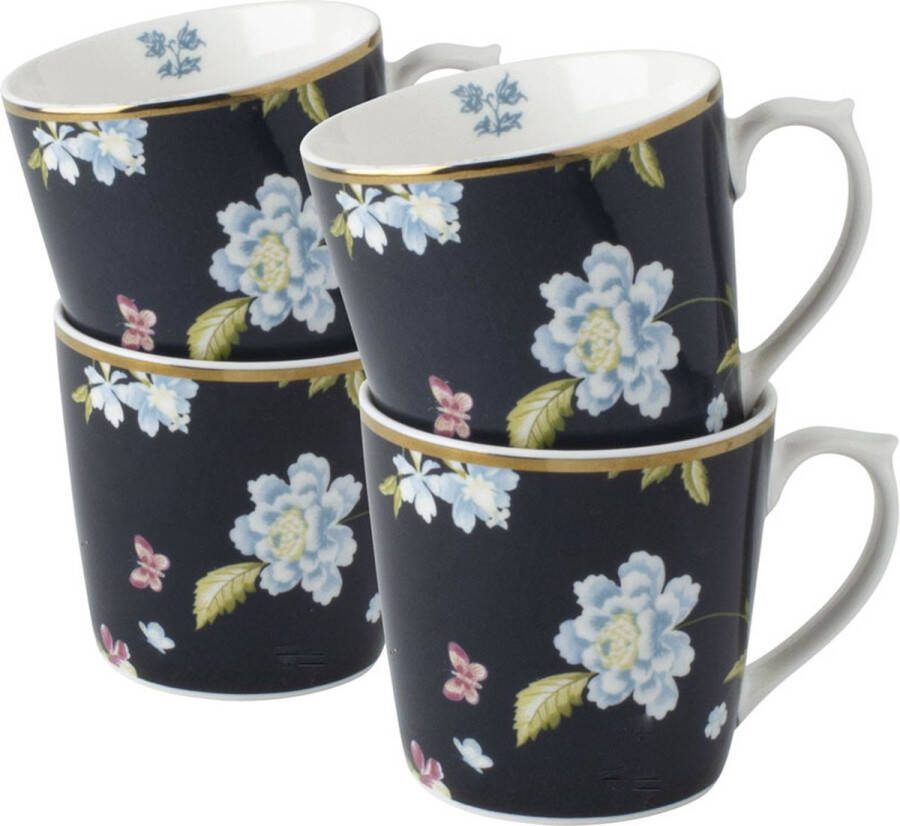 Laura Ashley Heritage Collectables Mokken set van 4 Geschenkset Midnight 32 cl