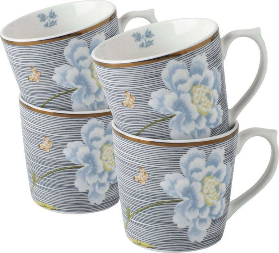 Laura Ashley Heritage Collectables Mokken set van 4 Midnight Pinstripe 32 cl