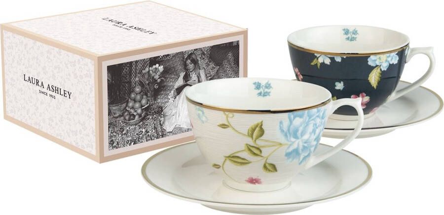 Laura Ashley Kop en schotel koffie set- Kopjes Koffiekop en schotel Theekopjes met schotel Giftset 26 cl. Heritage