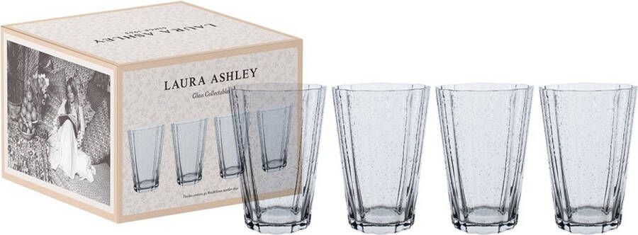 Laura Ashley Longdrinkglazen set van 4 Waterglazen Mondgeblazen Giftset Helder 41 cl