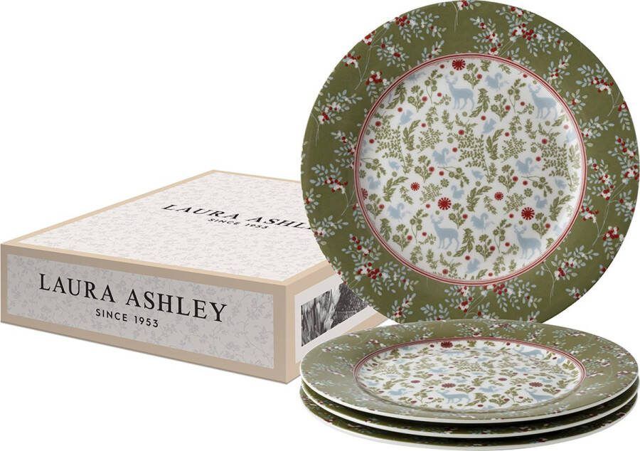 Laura Ashley Stockbridge Collectables Bordenset 4 persoons servies Kerst servies Geschenkset Ø 20 cm Ontbijtborden