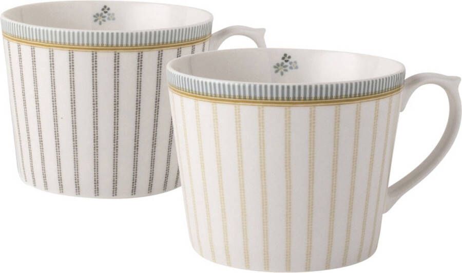 Laura Ashley Tea Collectables Beker Set van 2 Geschenkset Assorti Streep 30 cl