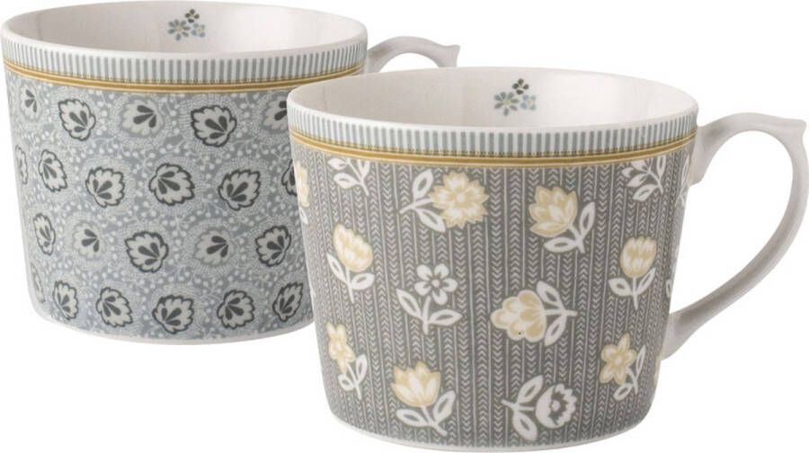 Laura Ashley Tea Collectables Mokken set van 2 Geschenkset Assorti Grijs 30 cl