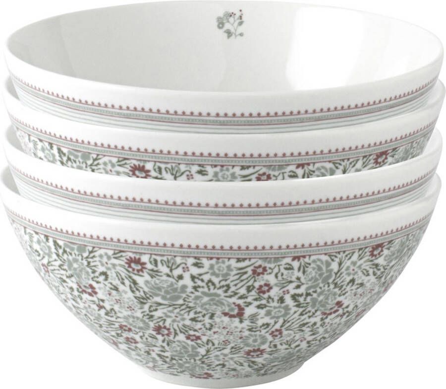 Laura Ashley Set van 4 kommen 16cm 2 verschillende designs in giftbox Wild Clematis Collectables