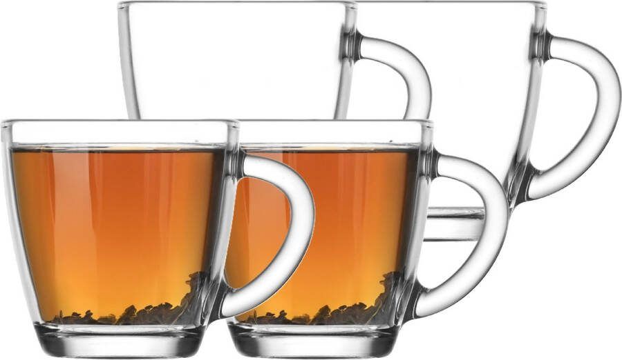 Lav Koffie glazen theeglazen Artemis set 4x stuks transparant glas 230 ml