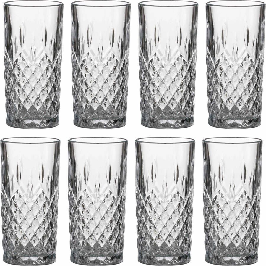 LAV longdrink water drinkglazen Odin gedecoreerd glas 8x stuks 350 ml Longdrinkglazen