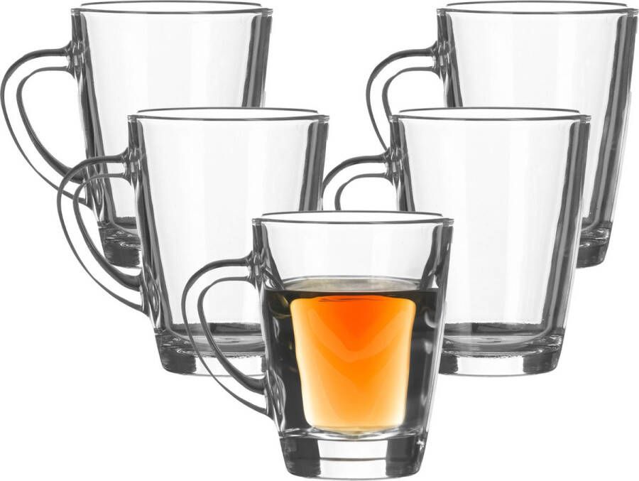 LAV Theeglazen koffie glazen helder transparant glas 2x stuks 250 ml Koffie- en theeglazen