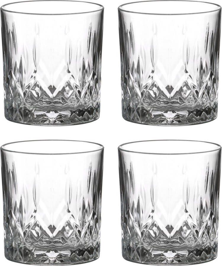 LAV whisky water drinkglazen Odin gedecoreerd glas 4x stuks 330 ml Drinkglazen