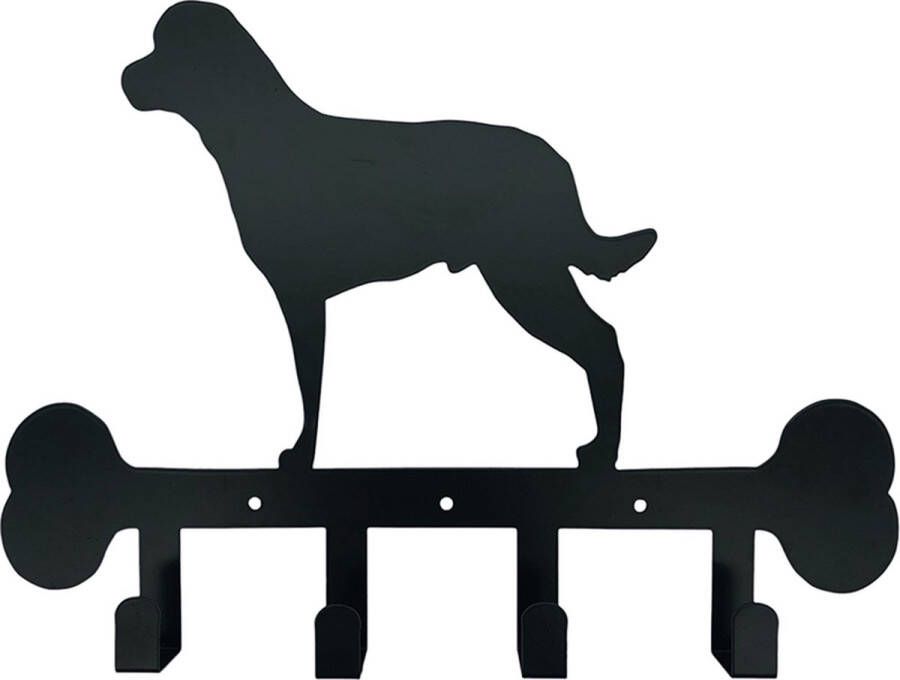Lavandoux Sleutelrekje Hondenriem en Sleutelhouder 4 Haakjes Hond Zwart Metaal