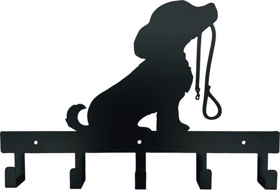 Lavandoux Sleutelrekje Hondenriem en Sleutelhouder 5 Haakjes Hond Zwart Metaal