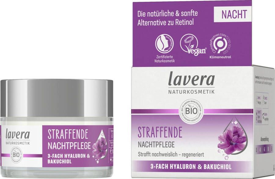 Lavera Nachtcrème verstevigende triple hyaluron & bakuchiol 50 ml