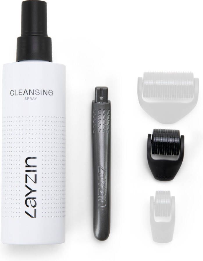 Layzin 0 55 mm Dermaroller set inclusief cleansing spray Huidverjonging Rimpelvermindering Ontwikkeld door cosmetisch arts