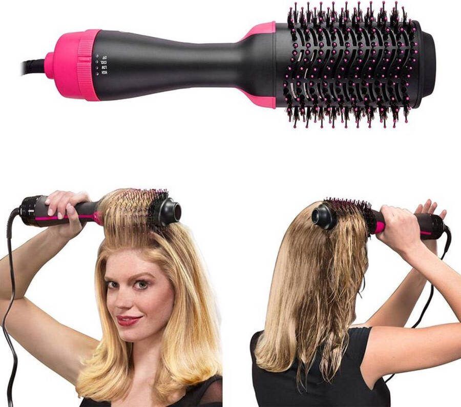LB 3-in-1 Föhnborstel Fohnborstels Fohn Borstel Magic Brush Kru orstel Fohn Kam Voor Lang Kort en Stijl Krullen